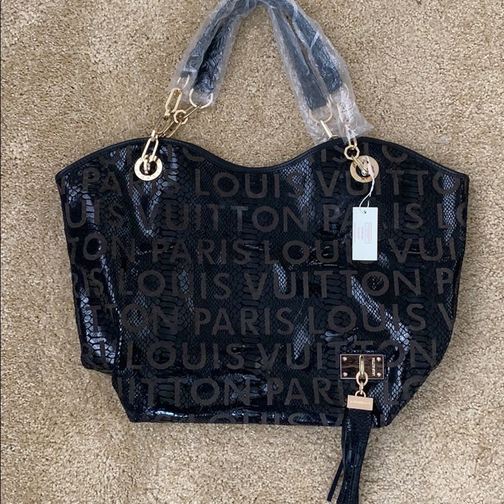 NEW Black Snakeskin Tote